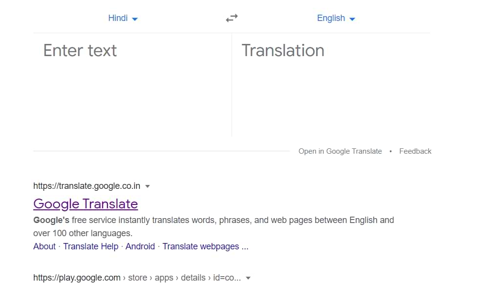 Google translate English To Hindi