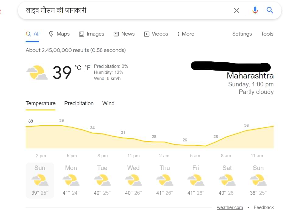 गूगल आज का मौसम कैसा होगा