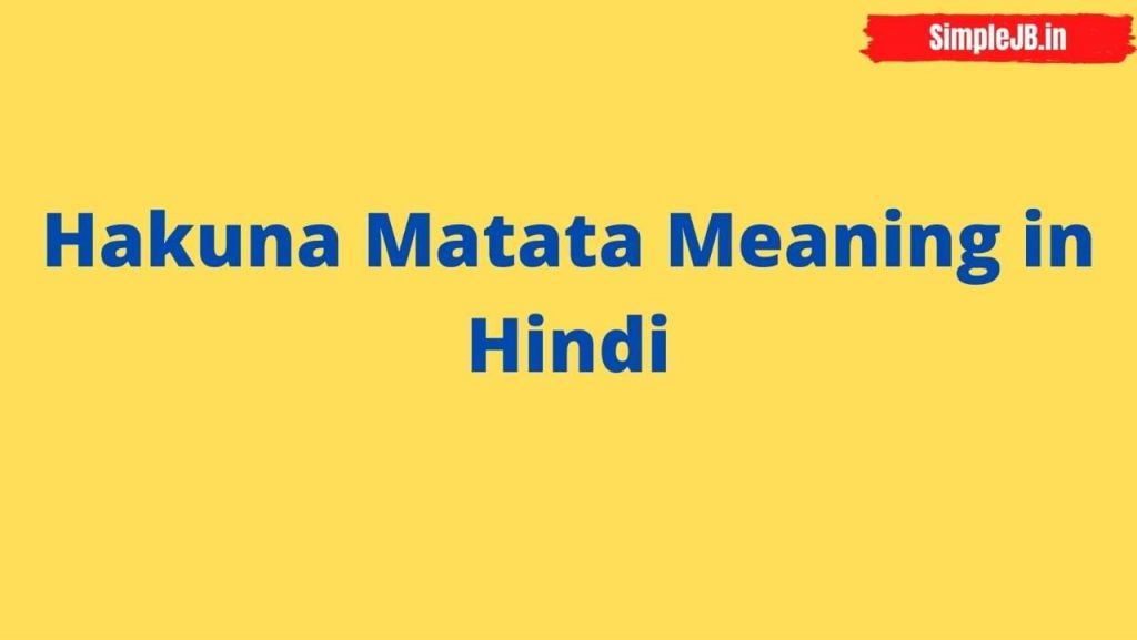 Hakuna Matata Meaning in Hindi